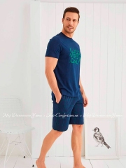 Мужской хлопковый комплект футболка с шортами Sevim 9299