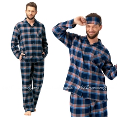 Мужская теплая фланелевая пижама на пуговицах Key МNS 431
