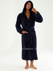 Мужской теплый халат с капюшоном Nusa Ns 7230 lacivert