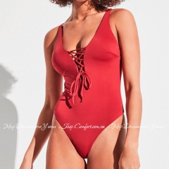 Красный слитный купальник со шнуровкой Gisela 2/30041