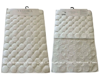 Набор кремовых хлопковых ковриков Velora Home Bombom Krem 60х100+50х60