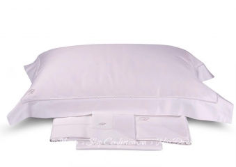 Белое однотонное постельное белье сатин люкс Blumarine Blu Notte White-BI евро-макси
