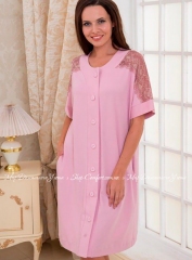 Летний трикотажный халат с коротким рукавом Emmi 1001 розовый