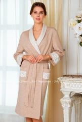Домашний женский халат с кружевом Emmi 16127 серый