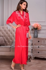 Длинный атласный халат с кружевом Mia-Amore Ингрид 8359 красный