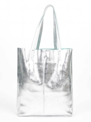 Сумка На Каждый День Italian Bags 8498_silver Кожаная Серебро