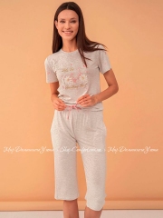 Женский трикотажный комплект из длинных шорт и футболки Feyza 4005 серый