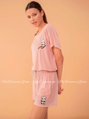 Женский трикотажный комплект из шорт и футболки Feyza 4019 пудра