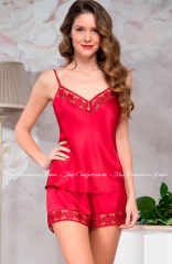 Атласная пижама майка с шортами Mia-Amore Марисия 8582 красный
