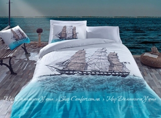 Комплект постельного белья Cotton Box Ship Mavi Евро