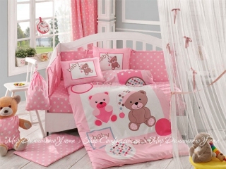 Постельное белье Hobby Ponpon розовый для новорожденных