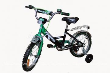 Велосипед Марс 16 ручной тормоз и эксцентрик (зеленый-черный)