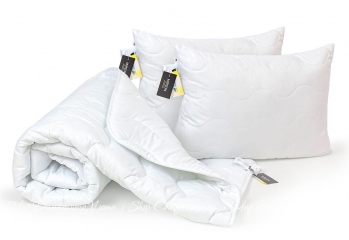 Всесезонный шерстяной набор одеяло и две подушки MirSon 1678 Eco Light White 172х205 (2200002656733)