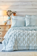 Набор постельное белье с одеялом сатин 7 предметов Karaca Home Carissa Mavi евро голубой
