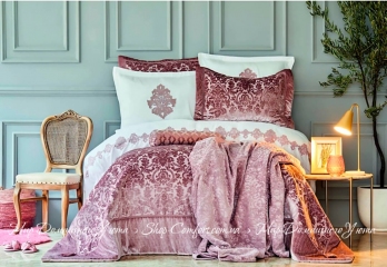 Набор постельное белье с одеялом 11 предметов Karaca Home Volante G.Kurusu евро розовый