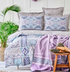 Набор постельное белье с пледом Karaca Home Adonita Violet евро фиолетовый