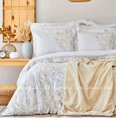 Набор постельное белье с пледом Karaca Home Bled Gri евро серый