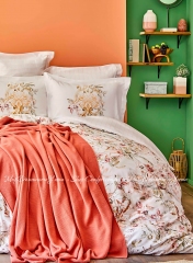 Набор постельное белье с пледом Karaca Home Elsira Blush 2020-1 евро персиковый