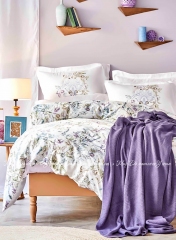 Набор постельное белье с пледом Karaca Home Elsira Lila 2020-1 евро лиловый