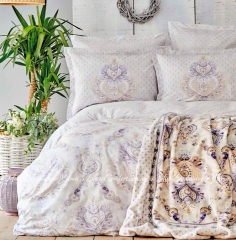 Набор постельное белье с пледом Karaca Home Estella Lila евро лиловый