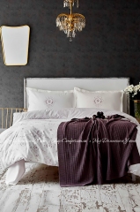 Набор постельное белье с пледом Karaca Home Quatre Delux Murdum 2020-1 евро фиолетовый