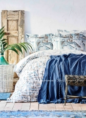 Набор постельное белье с пледом Karaca Home Vella Mavi 2020-1 евро голубой