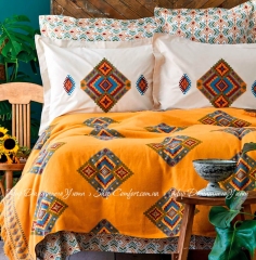 Набор постельное белье с покрывалом Karaca Home Mentha Hardal евро горчичный