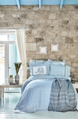 Набор постельное белье с покрывалом + пике Karaca Home Zilonis Mavi евро голубой