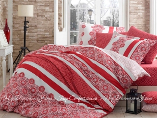 Набор постельного белья Hobby Exclusive Sateen Lisa Красный Семейный (8698499106109)