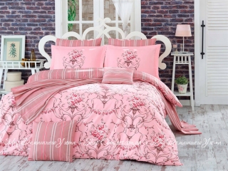 Набор постельного белья Hobby Poplin Ornella Розовый Семейный (8698499107434)