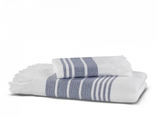 Махровое полотенце Hamam Marine new 50х100 white/steel blue