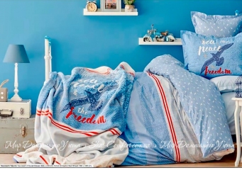 Постельное белье ранфорс Karaca Home Freedom 2018-1 подростковое простынь 160х240 голубой
