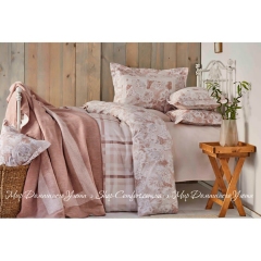 Набор постельное белье с покрывалом Karaca Home Plaid pudra 2019-1 евро