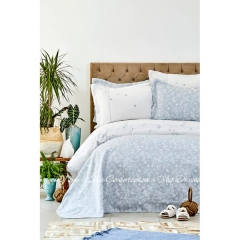 Набор постельное белье с покрывалом Karaca Home Mariposa gri 2019-1 евро