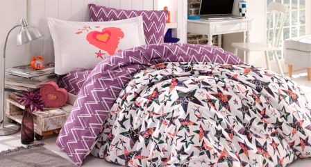 Постельное белье Hobby Poplin Carmen сиреневый полуторный (8698499135048)