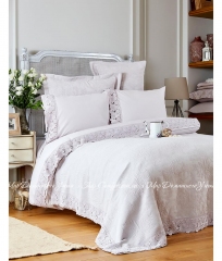 Набор постельное белье с покрывалом Karaca Home Liza lila евро