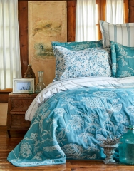 Набор постельное белье с покрывалом Karaca Home Pureline turkuaz евро