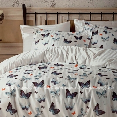 Сатиновое постельное белье с бабочками Maison Dor Butterfly Valley blue евро