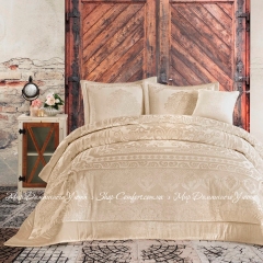Набор постельного белья с покрывалом и пледом Cotton Box Velvet Carmela Altin евро