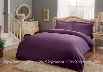 Постельное белье Tac Premium Basic фиолетовый евро