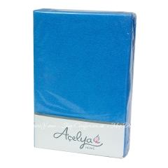Махровая простынь на резинке с наволочками Acelya синяя 160х200+30
