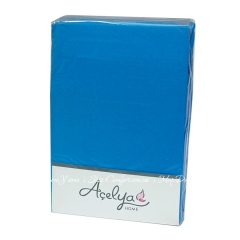 Трикотажная простынь на резинке с наволочками Acelya синяя 160х200+30